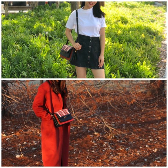 MARNI Red n Black Leather Trunk Shoulder Bag - Picture 7 of 8